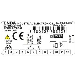 Enda EDT2412A-230-LV-20-08,77x35 220vac,77x35 Defrost Isı Kontrol