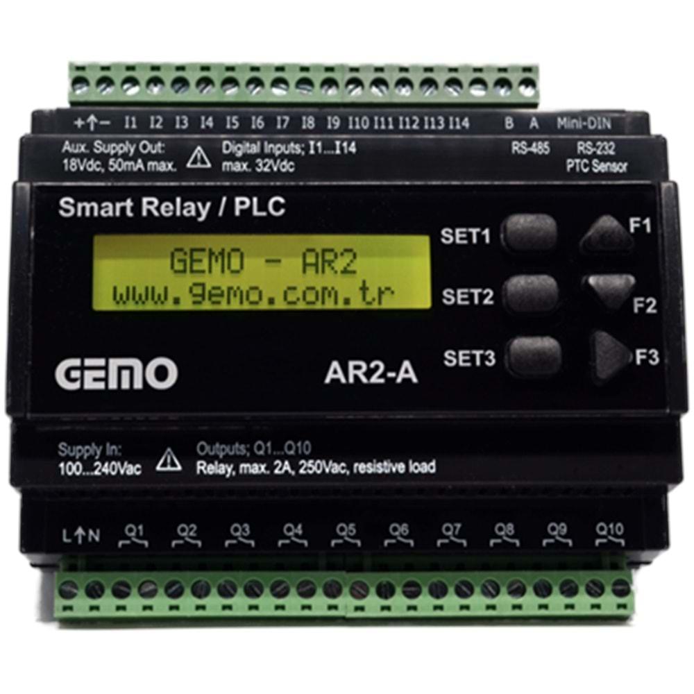 GEMO AR2-A-24VDC-12D2A-TR-RTC (24Vdc,12-DİJ+2-ANA/10-PNP,RTC,PLC CPU MODÜL)