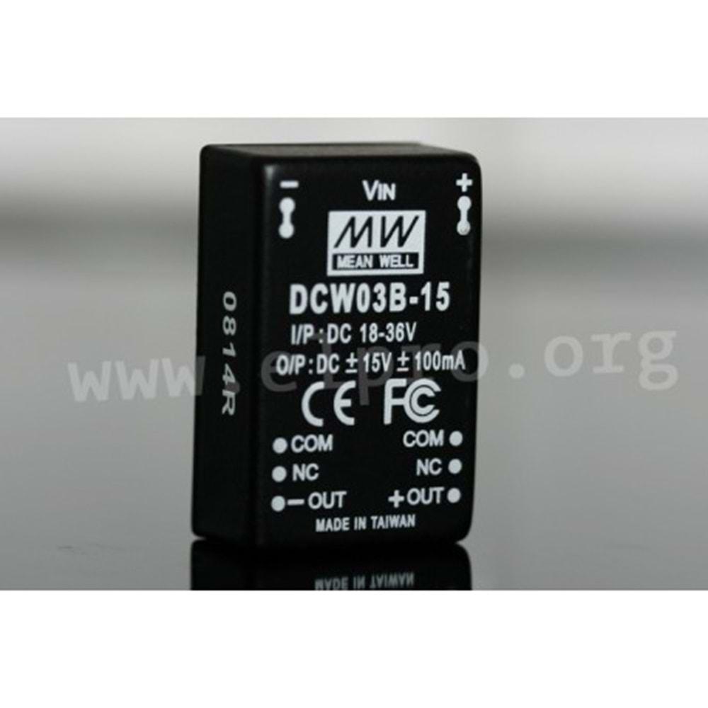 Meanwell DCW03B-12 ,18..36vdc 12vdc/125mA DC-DC Konverter