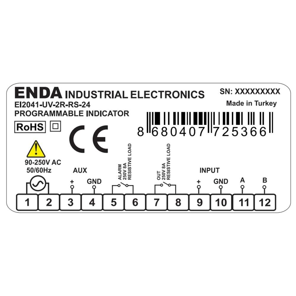 Enda EI2041-LV ,77x35,24vac/dc ANALOG Giriş Proses Gösterge