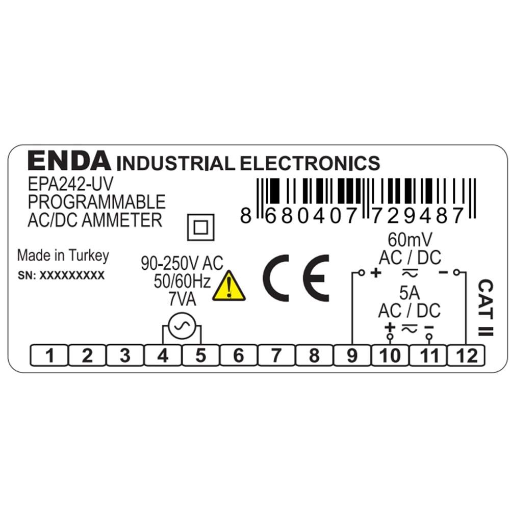 Enda EPA242-230V ,77x35 220vac X/5 Ampermetre