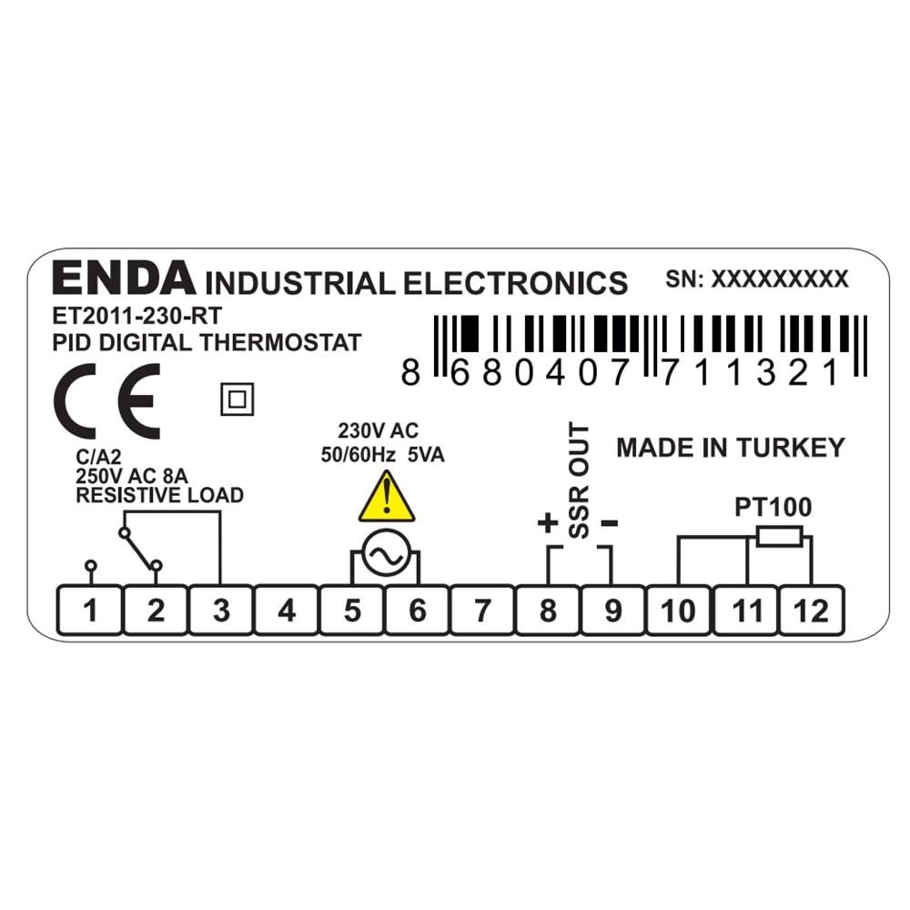 Enda ET2011-RT-230V ,77x35 220vac PT100 Isı Kontrol