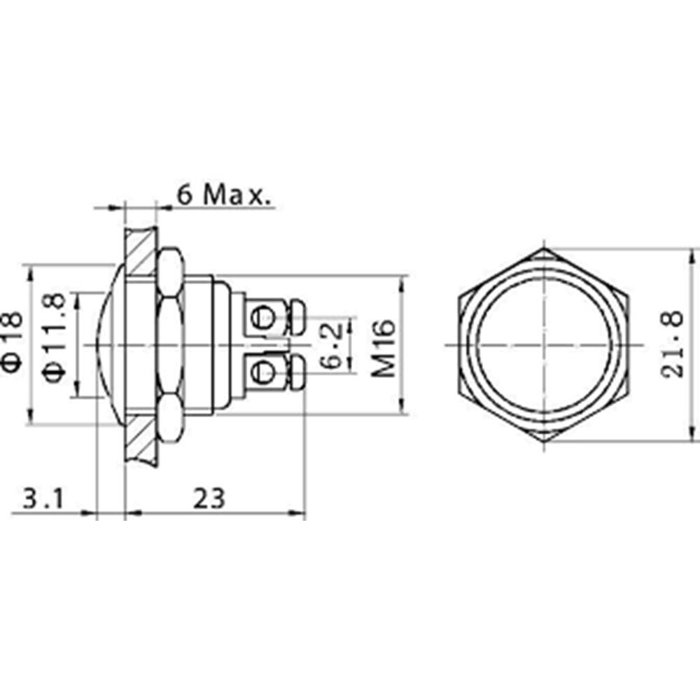 GQ-16B ,M16 Kontak-1A Metal Yaylı Buton