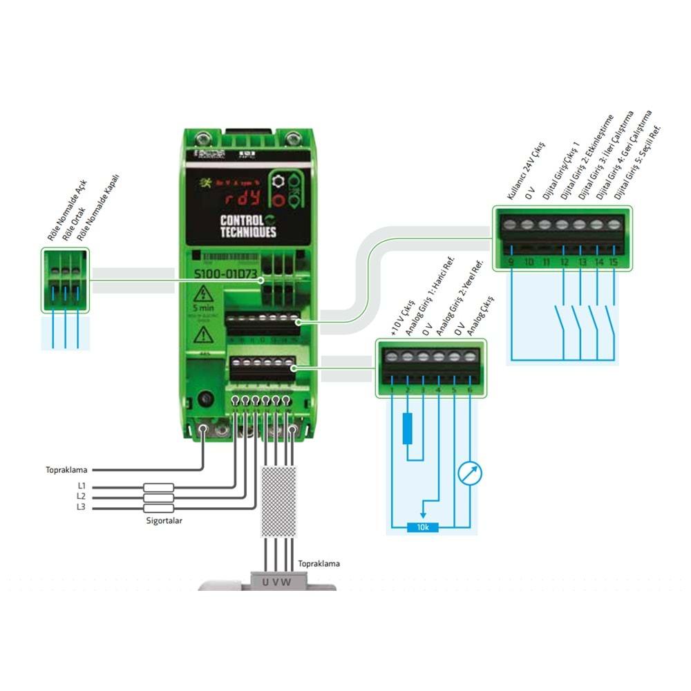 Nidec S100-01S53-0A0000 ,0.75kw/220v Ac Motor Sürücü