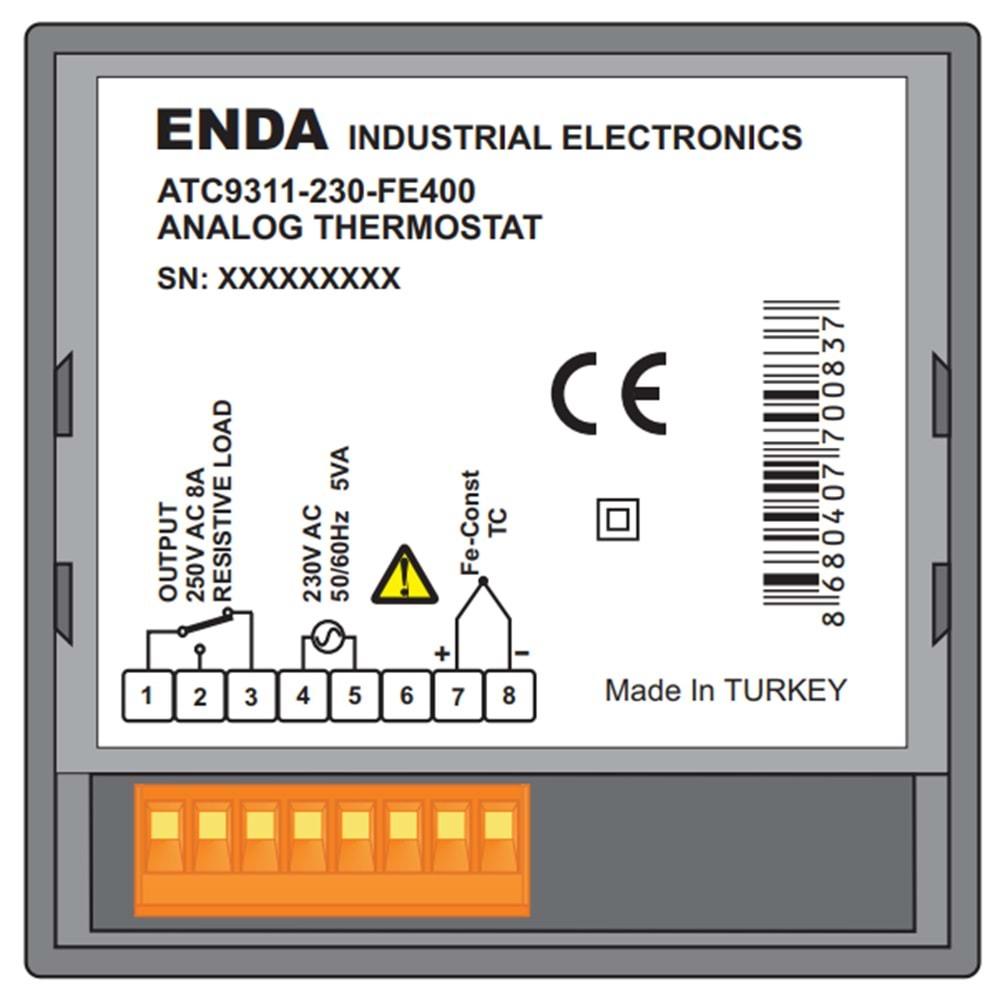 Enda ATC9311-230-FE400 ,96x96 220vac TC-J Isı Kontrol