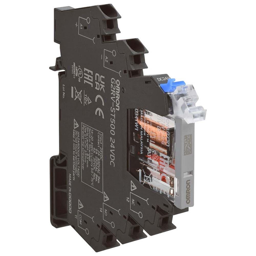 OMRON G2RV-ST500-DC24 (24Vdc,1NO/1NC,5P-6A,BASKILI SOKET+SLİM RÖLE)