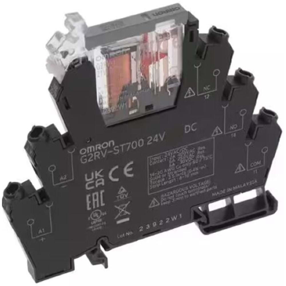 OMRON G2RV-ST700-24VDC (24Vdc,1NO/1NC,5P-6A,VİDALI SOKET+SLİM RÖLE)