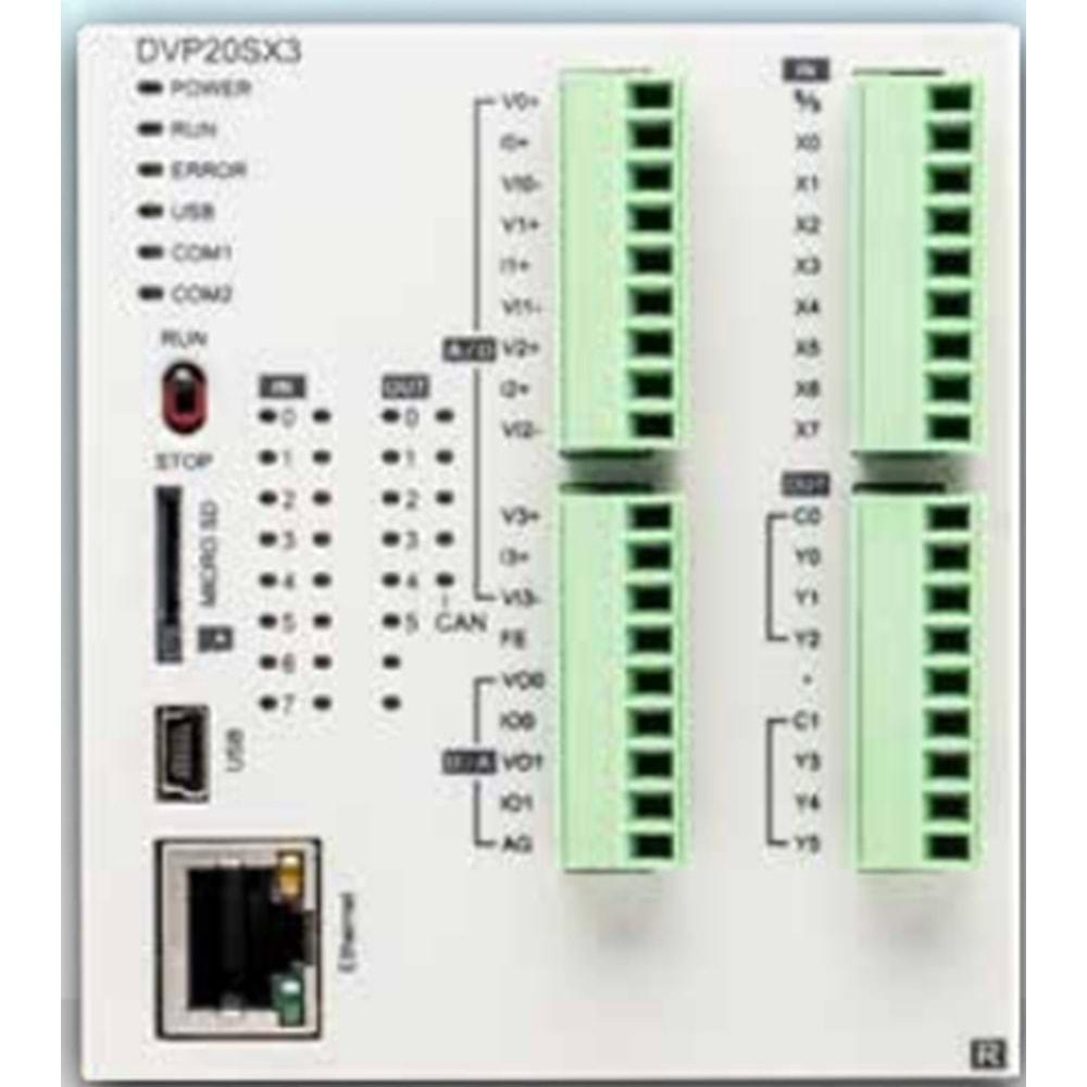 Delta DVP20SX311R ,8D4A/12-RÖLE Ethernet CanOpen Plc Cpu Modül