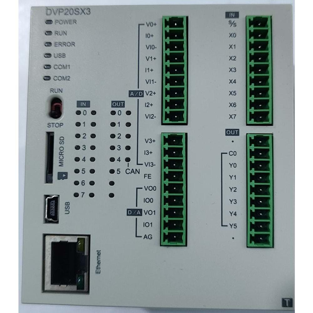 Delta DVP20SX311T ,8D4A/12-RÖLE Ethernet CanOpen Plc Cpu Modül