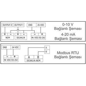 Ems ST-401 ,24vdc 0..10v Ekran Isı-Nem Sensör