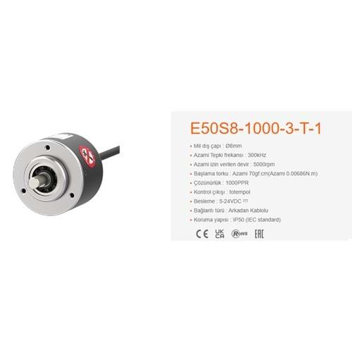 AUTONICS E50S8-1000-3-T-1 (1000-P,M8,5..24vdc/HTL ENKODER)