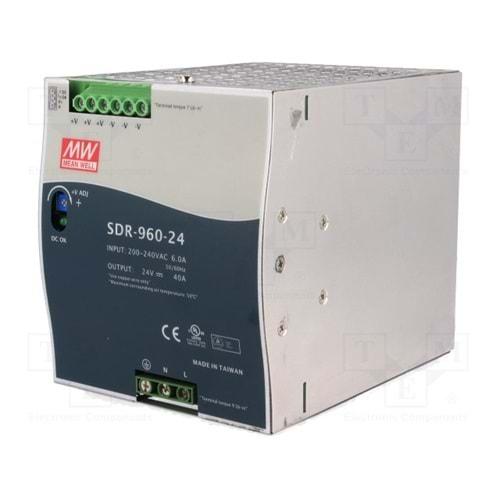 MEANWELL SDR-960-24 (220Vac/24Vdc,960W/40A,RAY,RAY,GÜÇ KAYNAĞI)