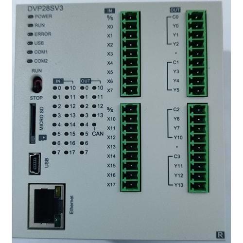 Delta DVP28SV311R ,16D/12-RÖLE Ethernet CanOpen Plc Cpu Modül