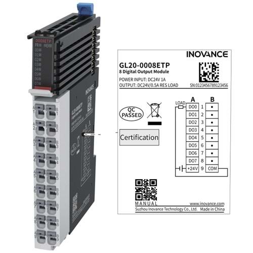 Inovance GL20-0008ETP ,8-PNP Çıkış Plc Ek/Genişleme Modül