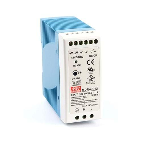 Meanwell MDR-40-12 ,110v/220vac 12vdc/3.33a Güç Kaynağı