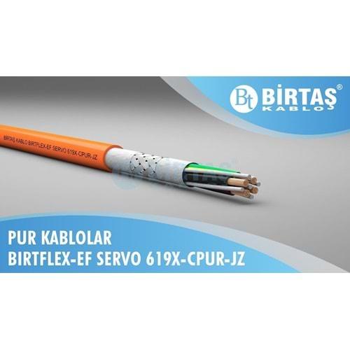 Birtaş EF619X-CPUR-4x25 ,Kesit 25mm² 4-Damar/Çok Telli Blendajlı Hareketli PUR Servo Motor Kablo